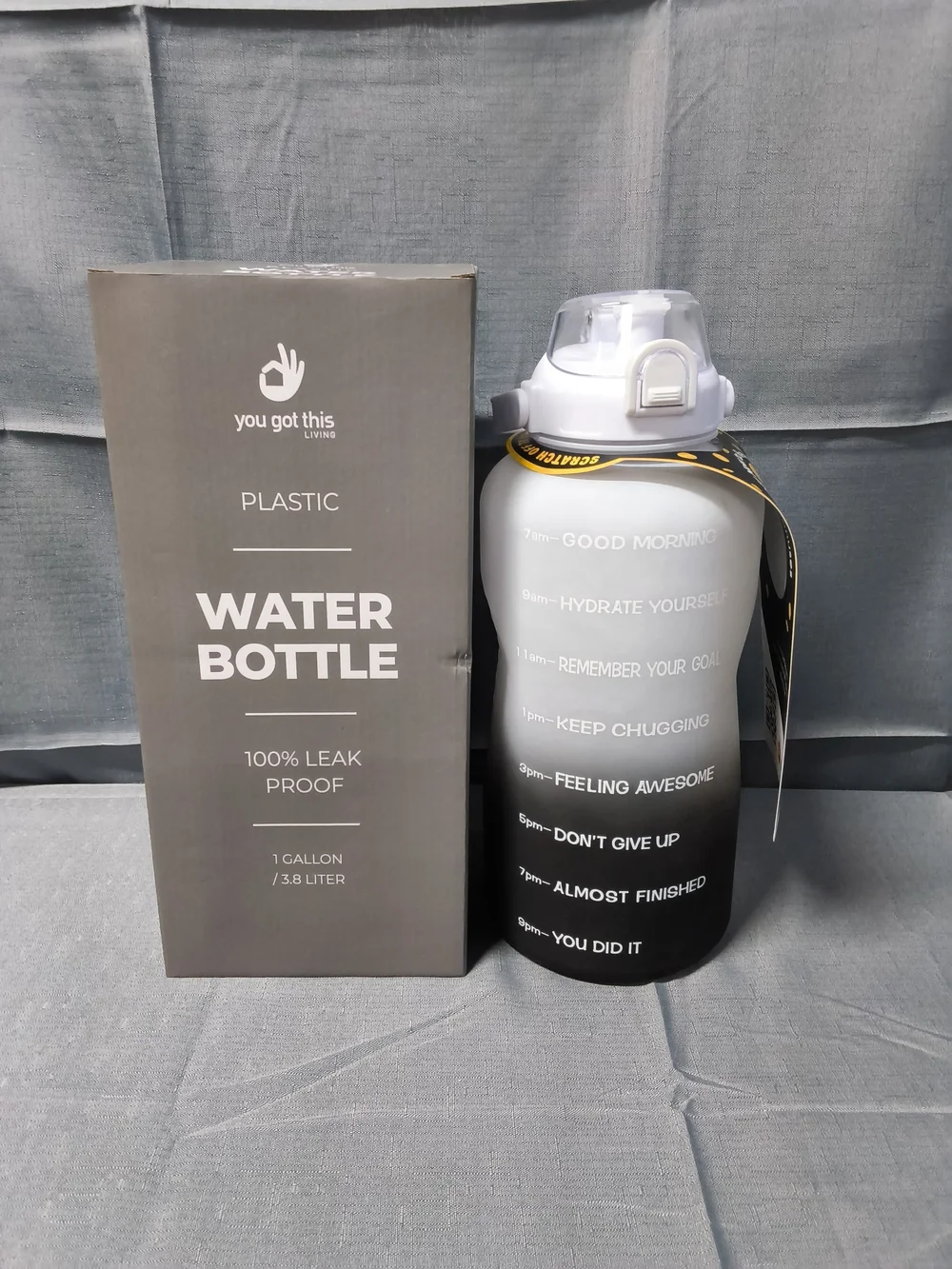Gradient Black and White Plastic Water Bottle - 1 Gallon